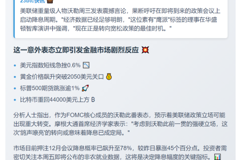 沃勒：下次会议应考虑降息