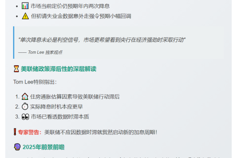 TomLee：美联储单次降息仍助市场走强