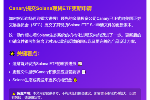Canary更新Solana现货ETF申请