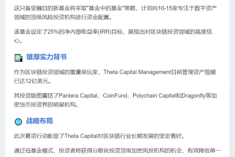 Theta Capital 拟募2亿美元投区块链母基金