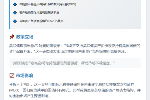 鲍曼支持美联储仅持国债