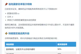 美豁免部分国家药品关税