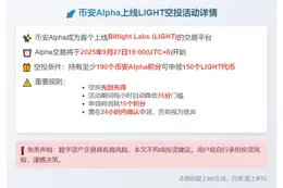 "币安Alpha上线LIGHT，空投需190积分"