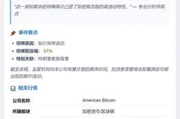 美国比特币触发临时停牌
