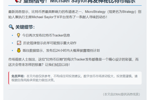 Saylor再发比特币追踪