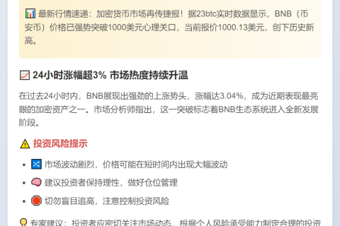 BNB破千美元
