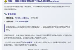 大额转币：7018万ADA转入Coinbase