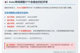 Aster调整37个合约保证金与杠杆