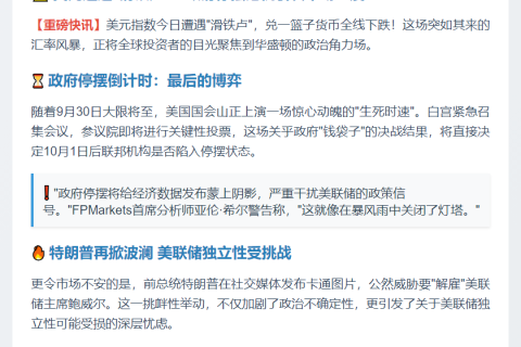 美元跌势引担忧 政府关门恐拖累经济