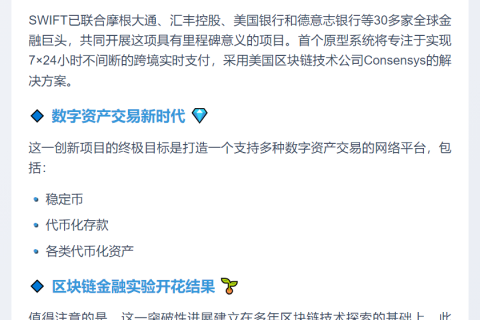 SWIFT将推区块链金融账本