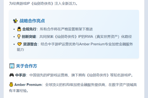 中手游携手Amber Premium战略合作