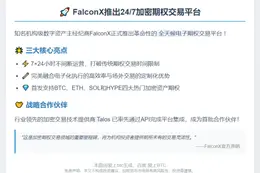FalconX上线24/7期权交易，支持BTC等主流币