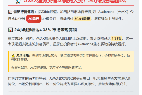 AVAX突破30美元