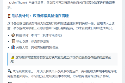 美参议院周二再表决避免关门法案