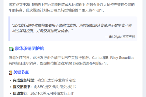 Bit Digital拟发债融资1亿美元