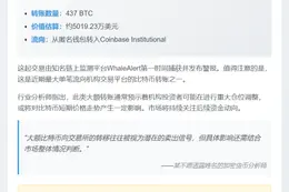 437枚比特币转至Coinbase，价值5019万美元