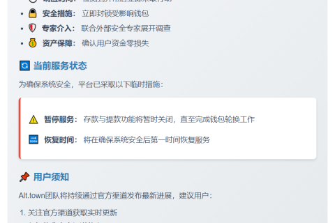 钱包异常活动，Alt.town紧急应对