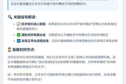 日央行纪要暗示鹰派转向