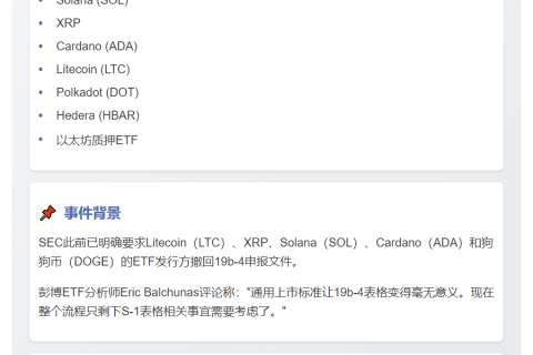 SEC撤回Solana、XRP及以太坊ETF申请