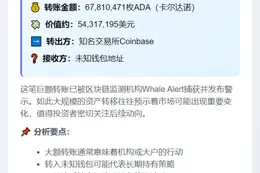 6700万ADA转至未知钱包