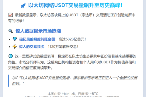 以太坊USDT使用量创新高