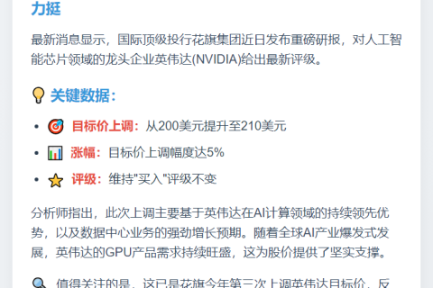 花旗上调英伟达目标价至210美元