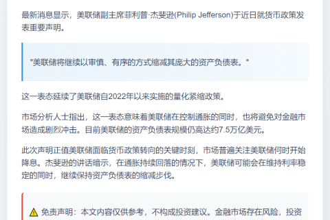 美联储将有序收缩资产负债表