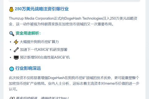 Thumzup投资250万美元入股DogeHash