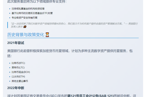 美国银行重启比特币托管服务