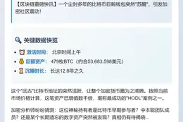 479枚BTC休眠12.8年后激活