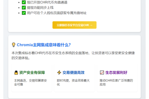 币安开放CHR充提