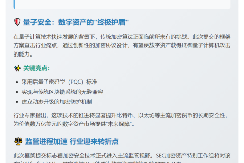 抗量子数字资产框架提交美国SEC