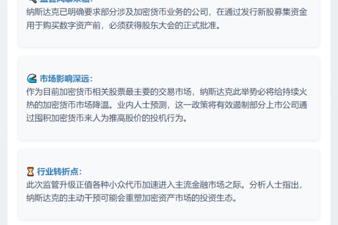 纳斯达克将严审加密货币公司