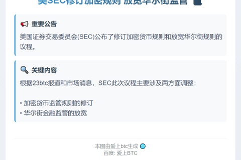 美SEC修订加密规则 放宽华尔街监管