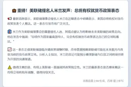 米兰：总统可评论货币政策