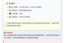 巨鲸豪掷百万USDC做空BTC 杠杆20倍