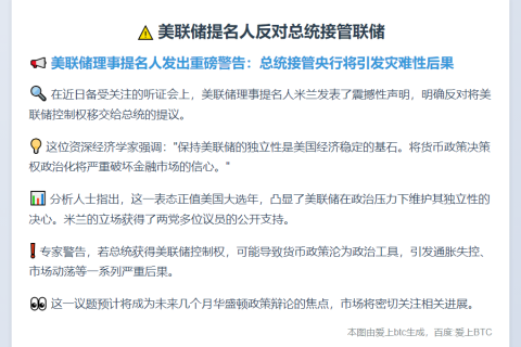 美联储提名人反对总统接管联储
