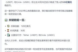 稳定币巨头30天增发120亿