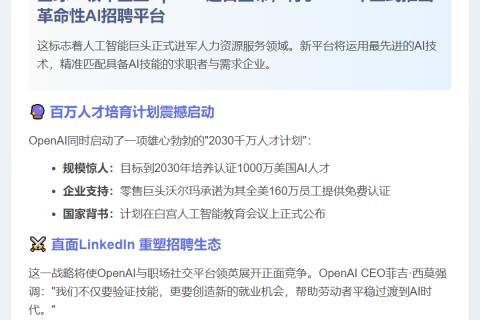 OpenAI明年推AI招聘平台