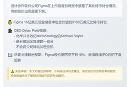 Figma首份财报：比特币持9100万美元，股价下跌