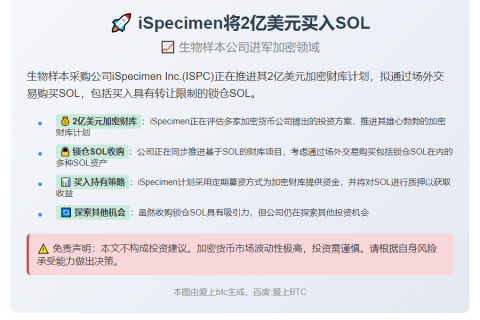 iSpecimen将2亿美元买入SOL