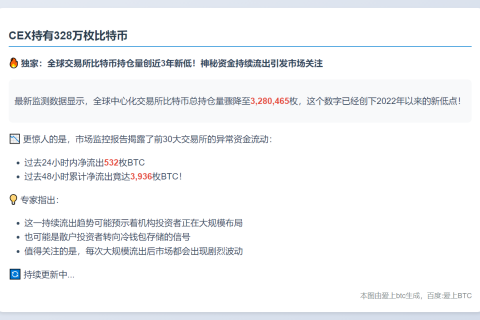 CEX持有328万枚比特币