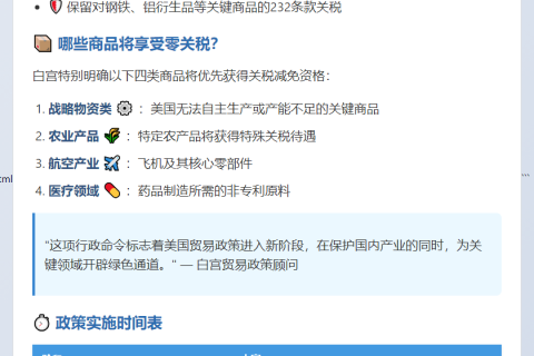 特朗普签令调整关税范围