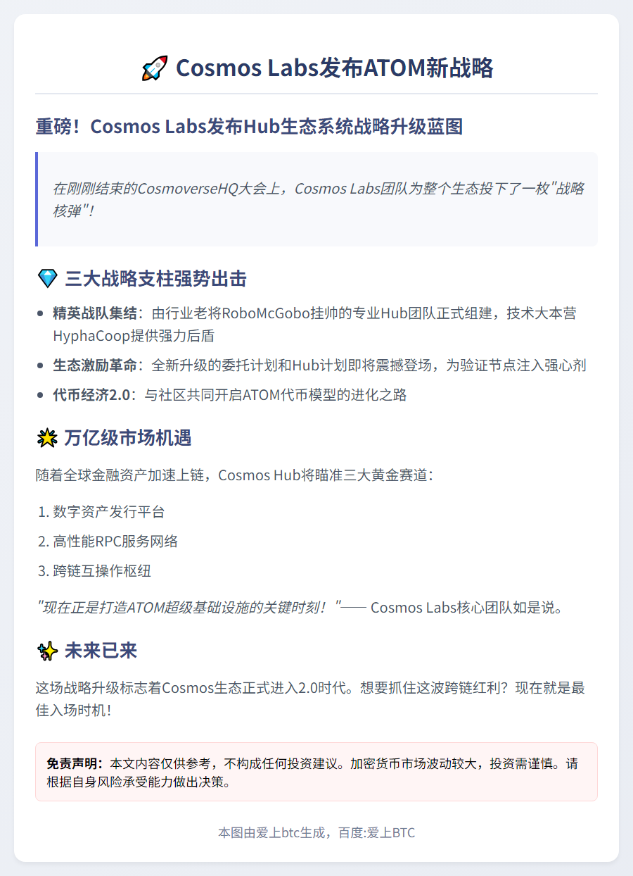 Cosmos Labs发布ATOM新战略