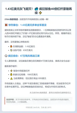鲸鱼1.43亿多仓爆仓，亏630万