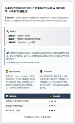 特朗普纪念币引争议，议员质疑关联TRUMP币