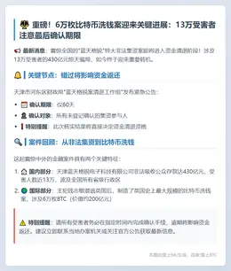 6万枚BTC洗钱案：参与者年内须确认