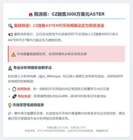 假消息：CZ抛售3000万美元ASTER