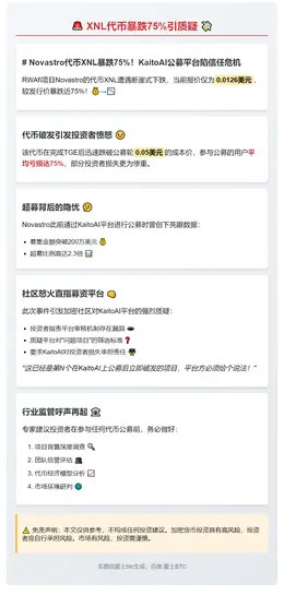 XNL代币暴跌75%引质疑