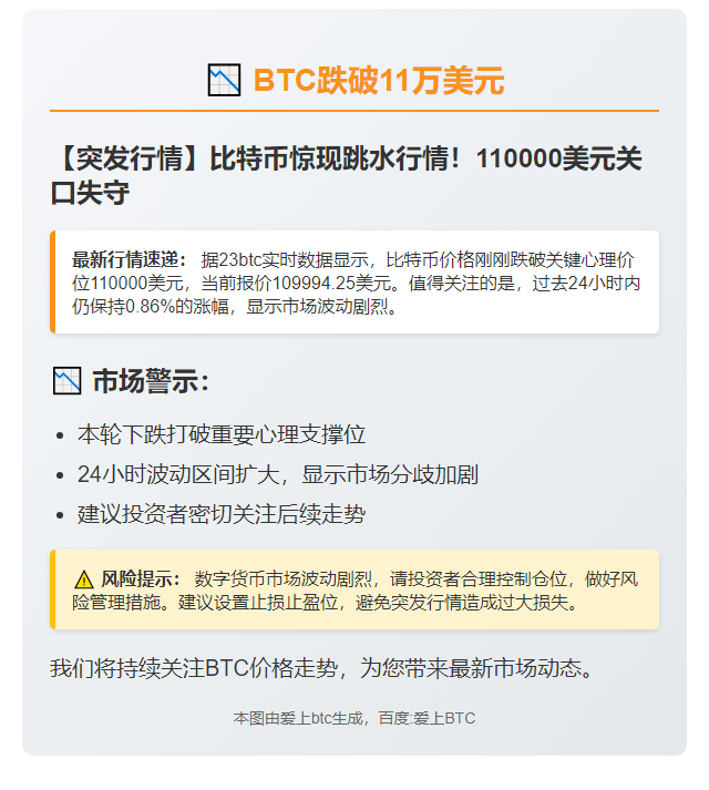 BTC跌破11万美元